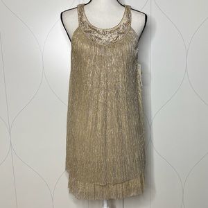NWT one by eight rhinestone metallic halter dress